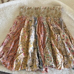 Blue Sky Smocked Waist Multi-Print Floral Maxi Skirt with pockets